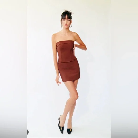 with jean brown corset dress Rosa Corset Dress – Retrofete main image 0